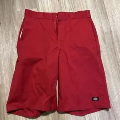 チャック付き Dickies ハーフパンツ 赤 34インチ