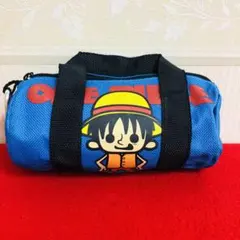ワンピース ルフィ ボストンバッグ型　ポーチ　青　ブルー　中古品