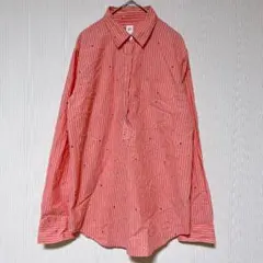 美品✨ギャップ Gapストライプ 総柄 シャツ長袖 チュニック L 白 綿