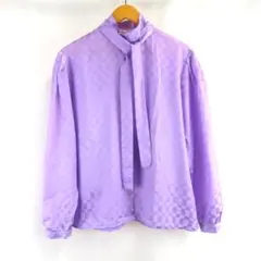 VINTAGE Yessica サテン スタンドカラー パネル ボウタイ シャツ