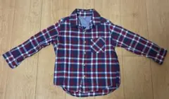 【美品】ユニクロ　長袖シャツ　110㌢ チェック　紺×赤×白