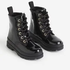 【美品】H&M ウォームラインドレースアップブーツ キッズブーツ 17.5㎝
