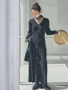 フロントボタンリブニットワンピース Stylevoice for xxx