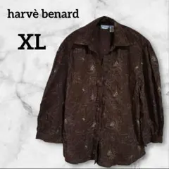 1点限定⭐️harvè benard 【XL】七分袖花柄ブラウス　ブラウン　茶