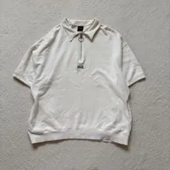 【希少】HUF ハーフジップスウェット 半袖 刺繍センターロゴ ホワイト Mのサムネイル