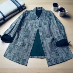 大島紬 着物リメイク アンサンブル　ジャケット　ベスト