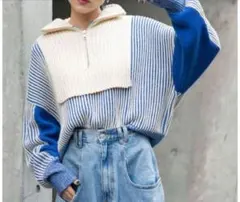 KBF レイヤードハーフZIPニット ハーフジップ