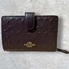 COACH 二つ折り財布 ダークブラウン シグネチャー