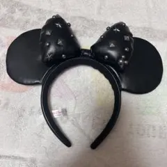 スタッズ付きブラックミッキー耳カチューシャ