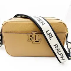 美品 RALPH LAURENレザー ショルダーバッグ ロゴ ベージュ 牛革のサムネイル