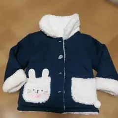 ウサギ刺繍　フリース　アウター 95cm　美品　ジャンパー　もこもこ