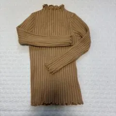 リブ編み長袖リブニット　キャメル