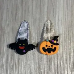 ハロウィン ヘアピン 2個セット コウモリ カボチャ