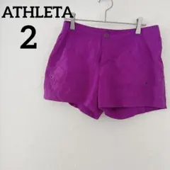 美品✨️ATHLETA 【2】 パープル ショートパンツ ジム フィットネス