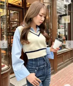 LIP SERVICE シャツレイヤードベストニット