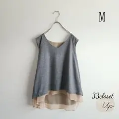 アースミュージックアンドエコロジー Vネックノースリーブトップス シアー M