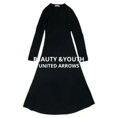 ユナイテッドアローズ　ウール　ニットワンピース　フレアワンピース　黒