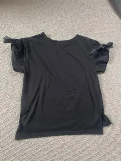 黒 肩リボン Tシャツ L