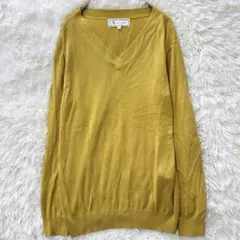 ロペピクニック Vネック春ニット シンプル イエロー L 長袖　ベーシック　薄手