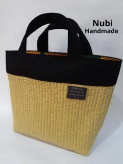 ヌビバッグ　韓国Nubi　ハンドメイド　マスタード×ブラック×アフリカン