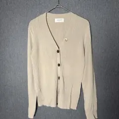 OPAQUE.CLIP ベージュ リブ編みカーディガン　ニットシンプル　オフィス