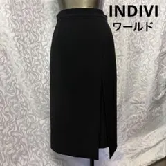 INDIVIブラック スリット入り タイトスカート
