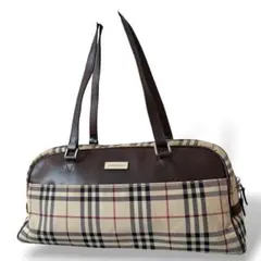 BURBERRY ノバチェック ハンドバッグ レザー ベージュ ミニボストンのサムネイル