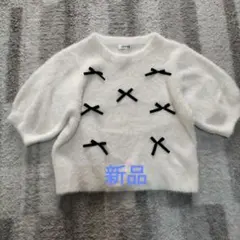 INGNI 半袖ニット ホワイト ファーニットセーター