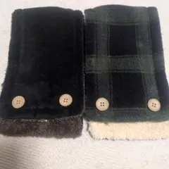 リバーシブルマフラー 黒・緑チェック