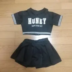 チアダンス 衣装クロップトップとスカートセット ブラック