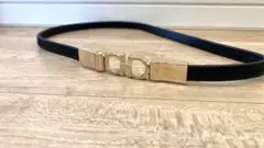 黒のレザー風　ウエストベルト ゴールド金具