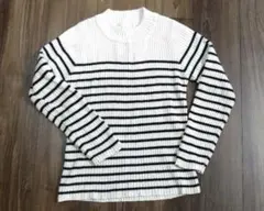 ストライプ リブ編み 長袖セーター