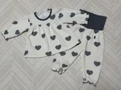 【バースデイ】ハート柄ベビーパジャマセットあったか素材 裏起毛 80