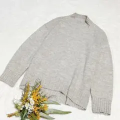 【ジーユー】GU オーバーサイズハイネックニットチュニック ベージュ M ●