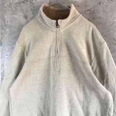 A3006古着　スウェット　ハーフジップ　ベージュ　無地