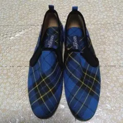 KISSA sport タータンチェック スリッポン ブルー系 23.5