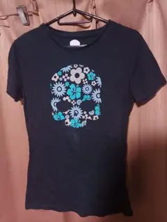 y2k HYDROGEN ハイドロゲン スカル 花柄 Tシャツ 半袖 ブラックのサムネイル