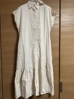 薄ピンク　シャツワンピース