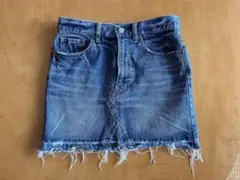 【美品】デニムフリンジミニスカート