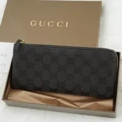 未使用品　箱付き　GUCCI グッチ　長財布　レザー　GG柄　ブラウン　希少