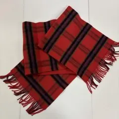 マフラー　カシミア風　チェック　格子　赤色系　ふんわり柔らか