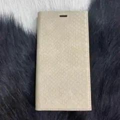 新品 iPhoneXS X 手帳型 PUレザー クロコ ベージュ PUレザー