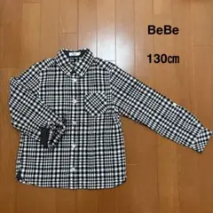 Bebe Noeil 白黒 チェック柄 長袖シャツ 130㎝ べべ