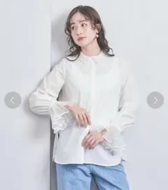 ユナイテッドアローズ　オーガンジープリーツ カフス ブラウス　ホワイト　入学式