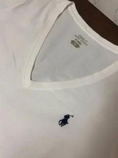 Polo Ralph Lauren VネックTシャツ ホワイト　古着