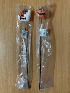 ハロウィン ガーデンピック 2本セット かぼちゃ おばけ 飾り 長さ約30cm