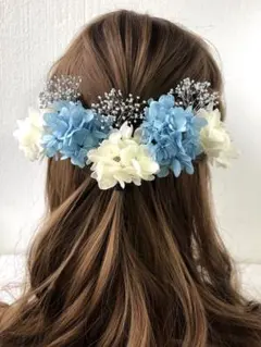 UB 水色　髪飾り　ドライフラワー　前撮り　卒業式　結婚式　振袖　袴　ドレス　青