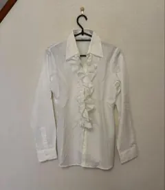 ORIHICAホワイトフリル長袖シャツ