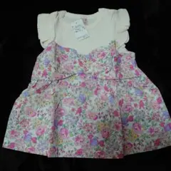 新品未使用　プティマイン 花柄ドッキング Tシャツ 120 女の子 トップス