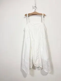kastane パッチワークコットンキャミワンピース オフホワイト　フリーサイズ